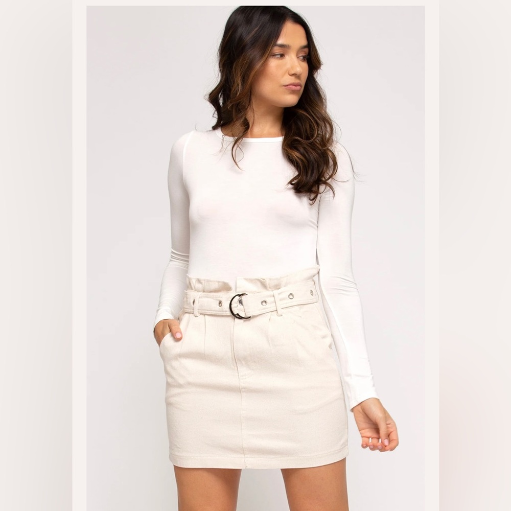 She+Sky Washed Twill Woven Skirt w/ Belt